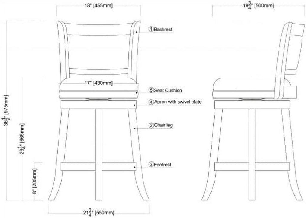 Mid-Century Wood Swivel Stool in Cherry/Black C823