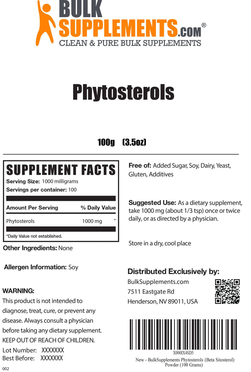 Pure Beta Sitosterol (Phytosterol) Powder (5 Kilogrammes) Y5554