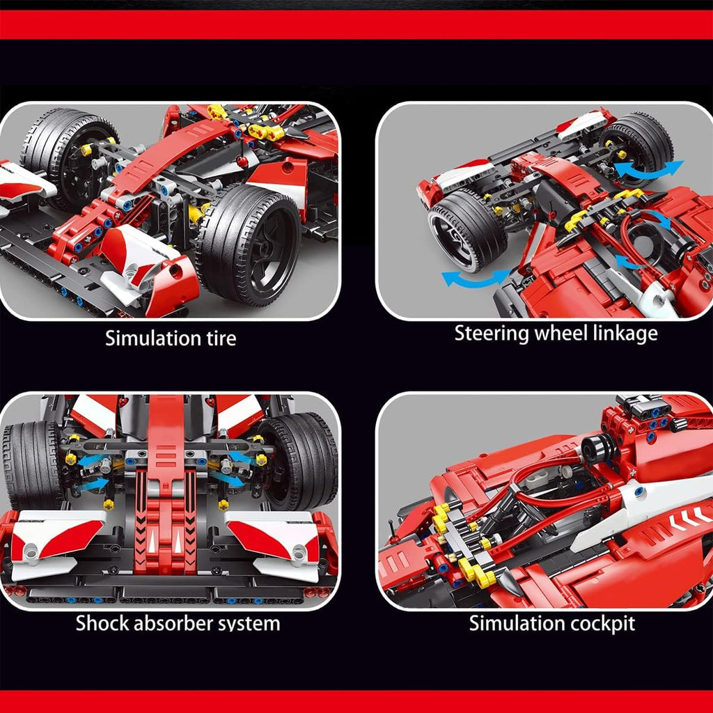 Red Super Sports Car MOC Building Blocks Kit, 1:10 Scale Sports Car Model Toys (1250 Pcs) I375858