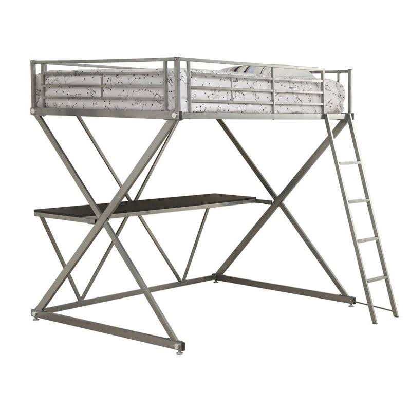 Silver Full Workstation Loft Bunk Bed with Desk X898073
