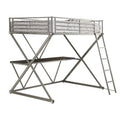 Silver Full Workstation Loft Bunk Bed with Desk X898073
