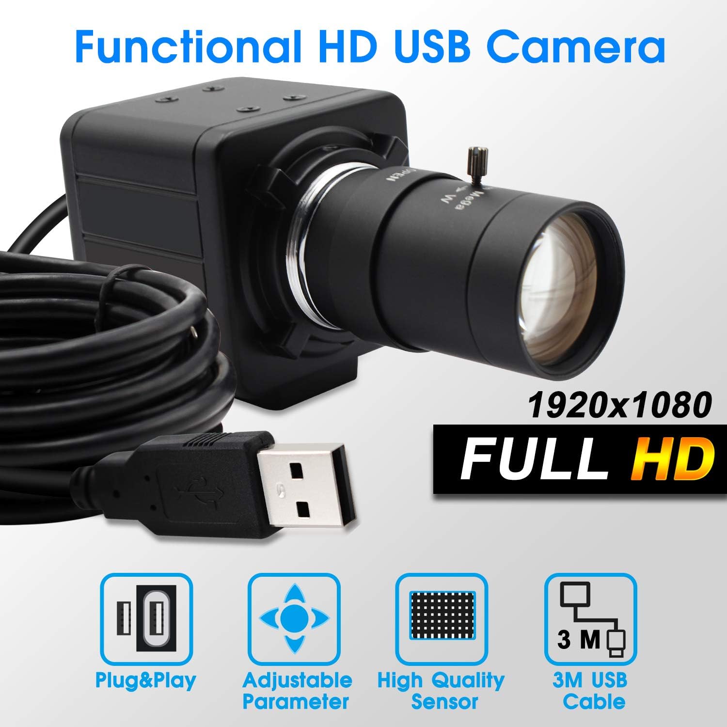 2MP USB Webcam with 5-50mm Varifocal Lens, Pack of 2 M537839