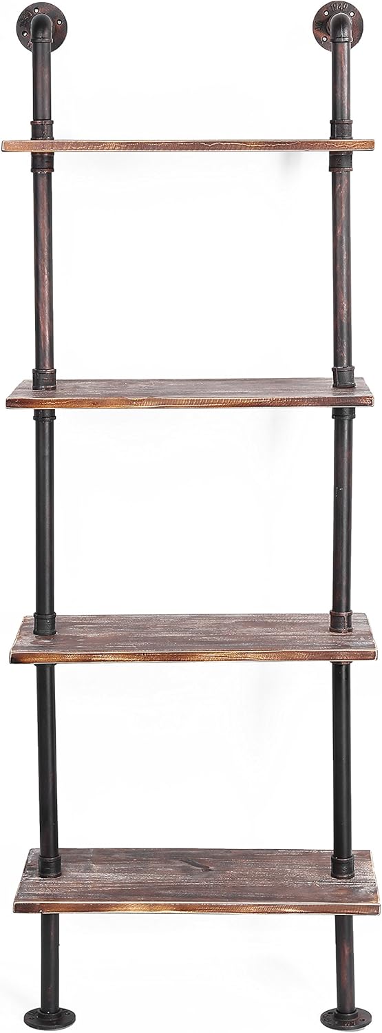Brown Wood Wall-Mounted Shelves Bookcase Storage Rack B247