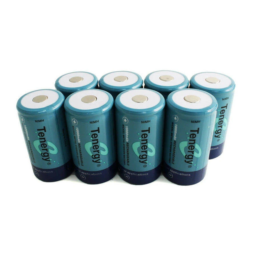 8pcs D Size 10000mAh NiMH Rechargeable Batteries Flat Top Q4067