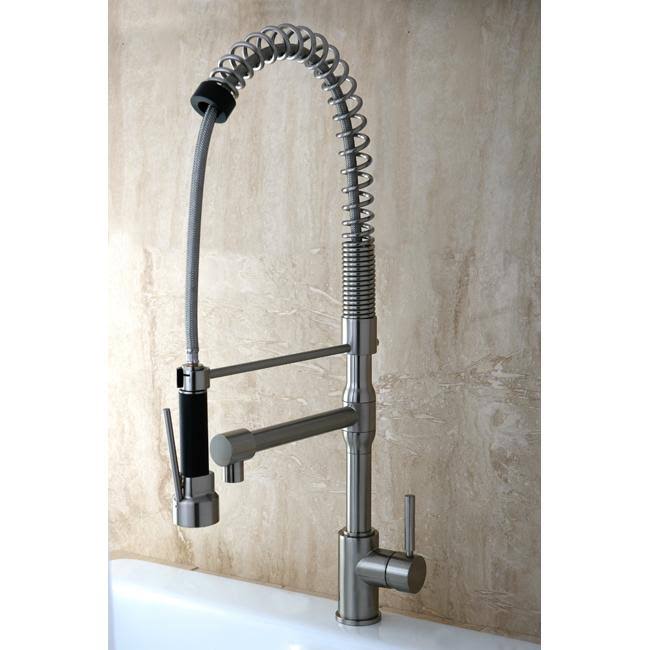 Satin Nickel Single Handle Pull-Down Kitchen Faucet D886