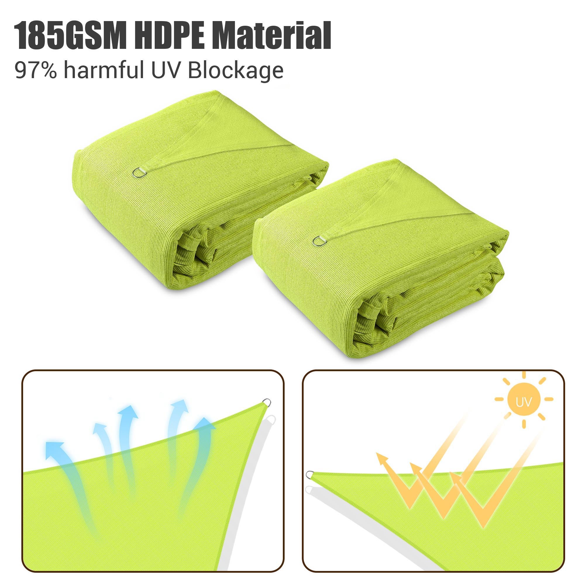 2 Pack 20x16 Ft 97% UV Block Rectangle Sun Shade Sail Canopy M4923
