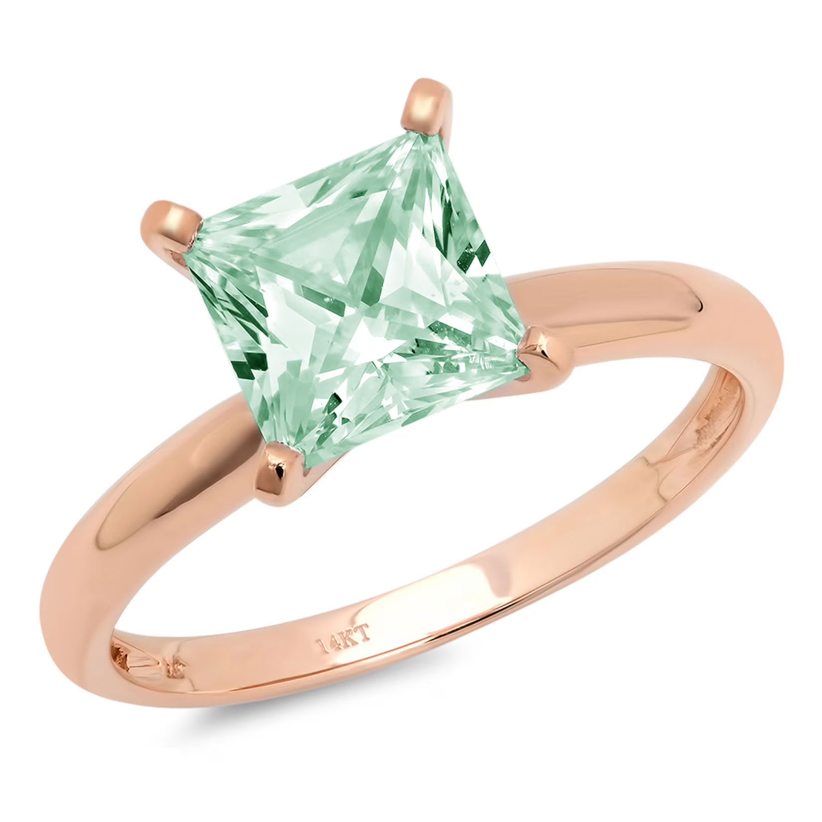0.5ct Princess Cut Blue Moissanite 18k Rose Gold Ring Size 3.75 B16570