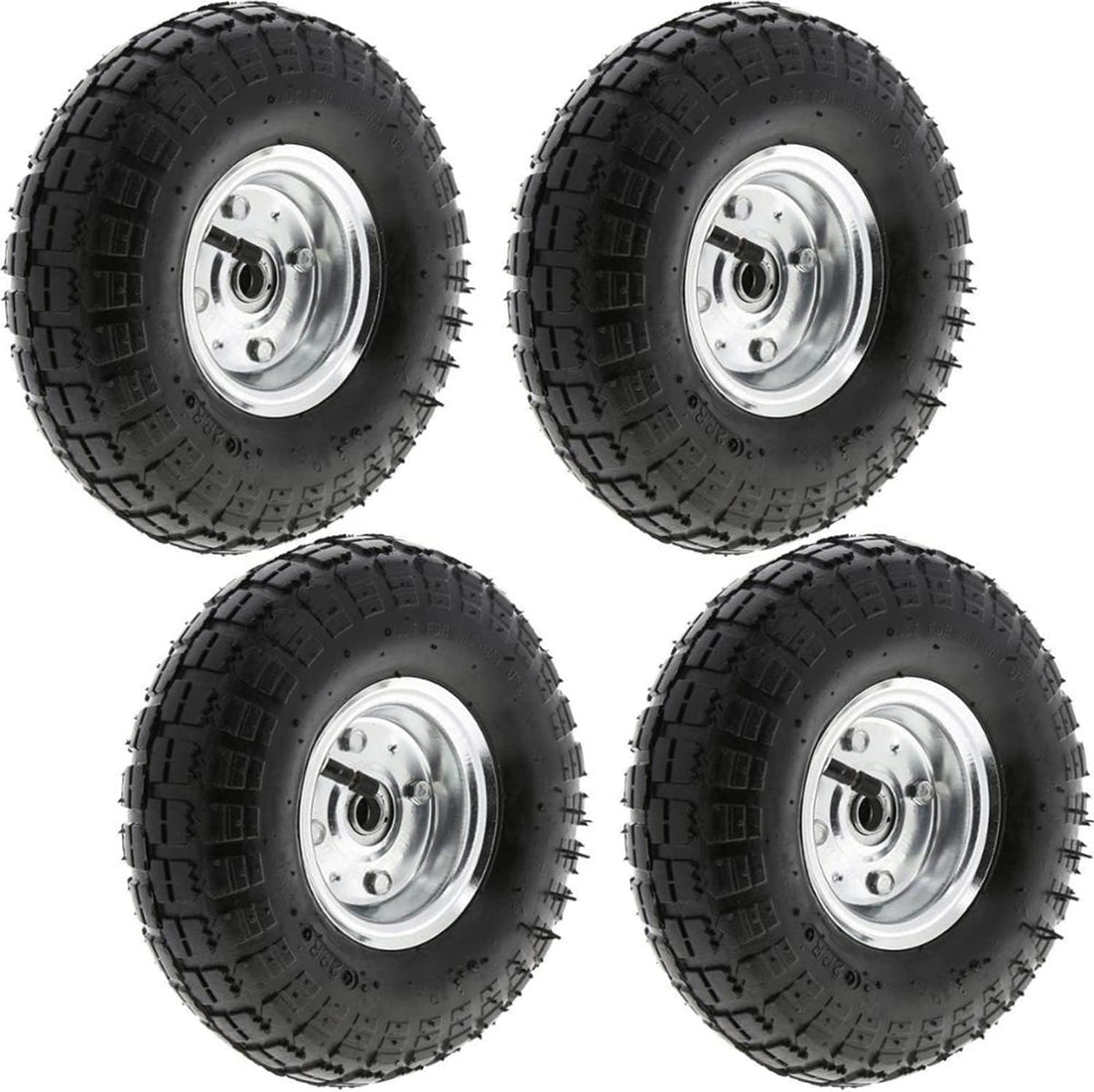 4 Pack Pneumatic Rubber Wheels with 5/8 Center Bearing O48180