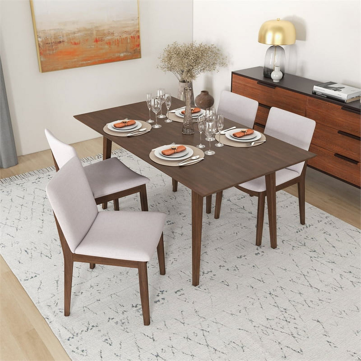 Brown Walnut Wood Large Dining Table Z136057