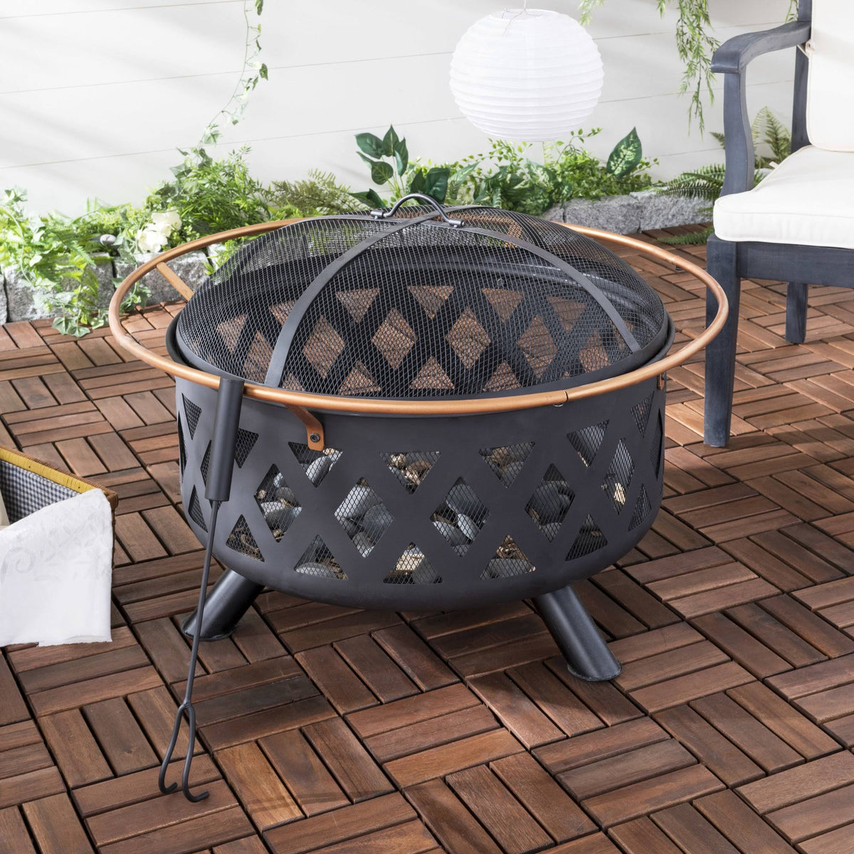 Black Cast Iron Wood Burning Fire Pit L665
