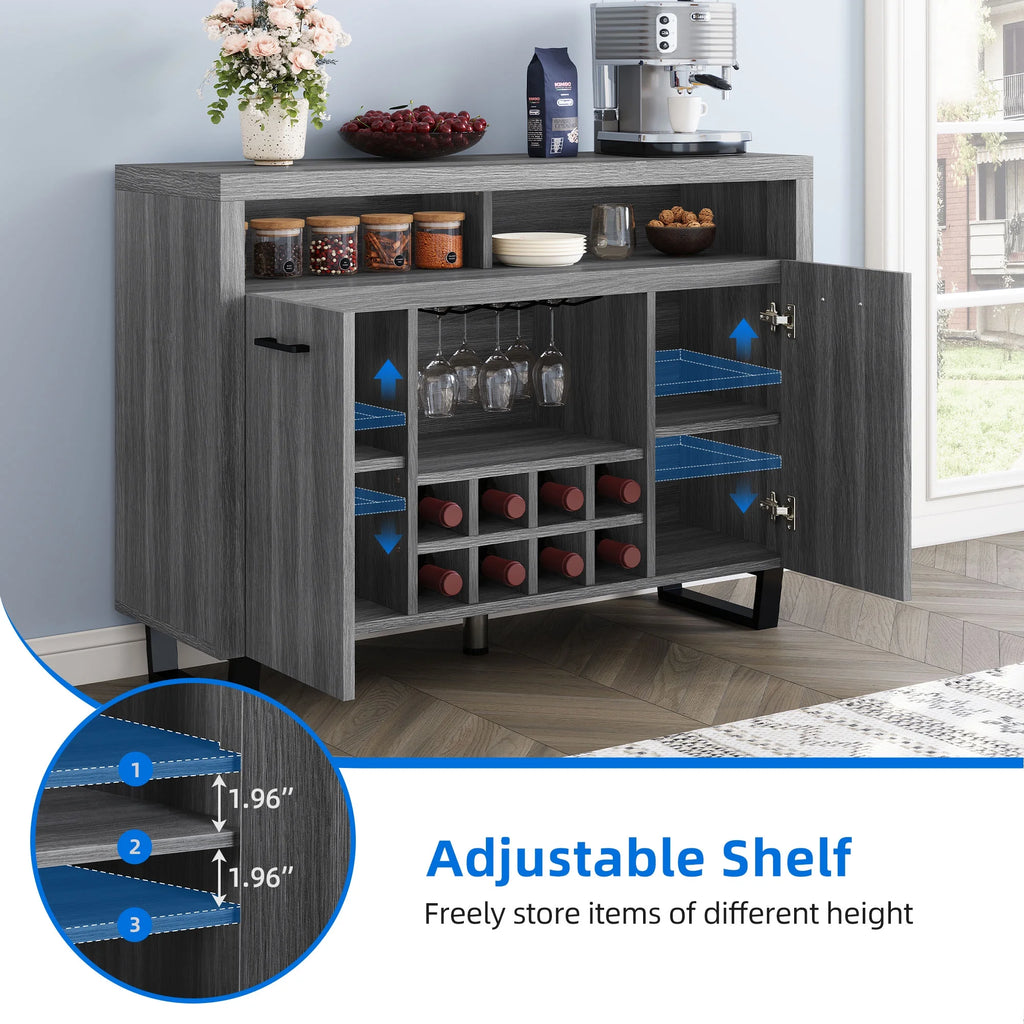 Dark Rustic Oak Sideboard Buffet Cabinet with Storage C668671