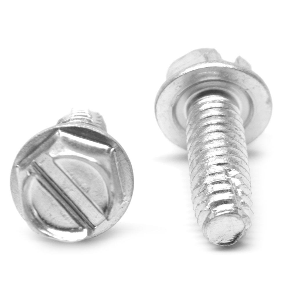 Coarse Thread Thread Cutting Screw Slotted Hex Washer Head Type F Low Carbon Steel Zinc Plated Q477301