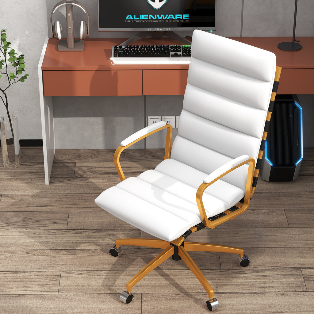 High Back Executive Office Chair with Armrest Adjustable Swivel Chair in Vegan Leather Z654542