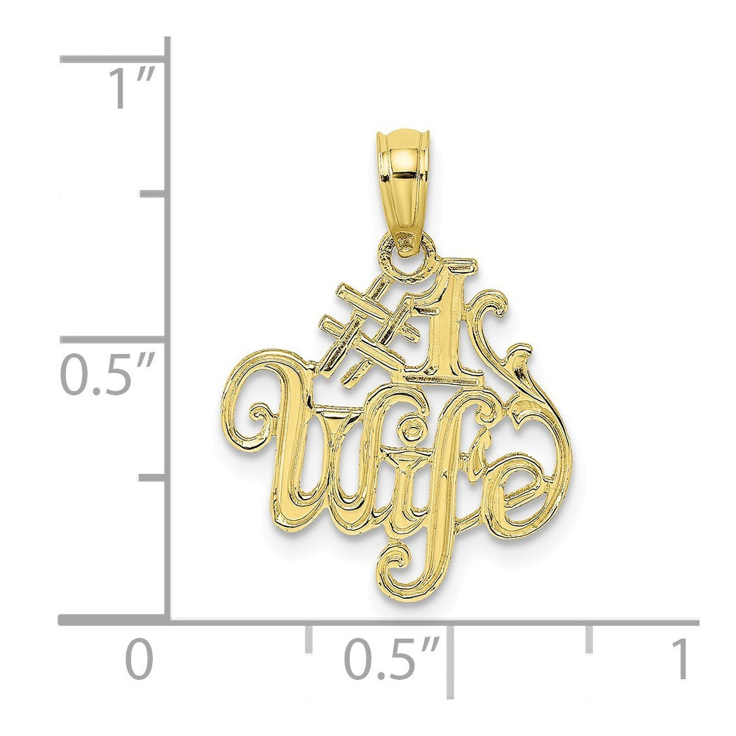 10k Gold Number 1 Wife Pendant Necklace 20.2x15.8mm .6 Grams Q279442