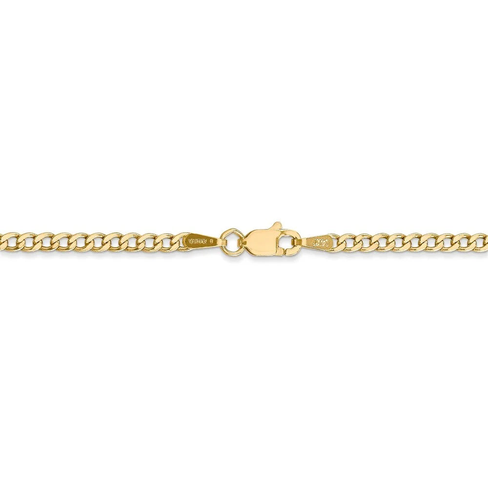 14k Gold 2.5mm Semi Solid Curb Chain Necklace 26 Inch U353102