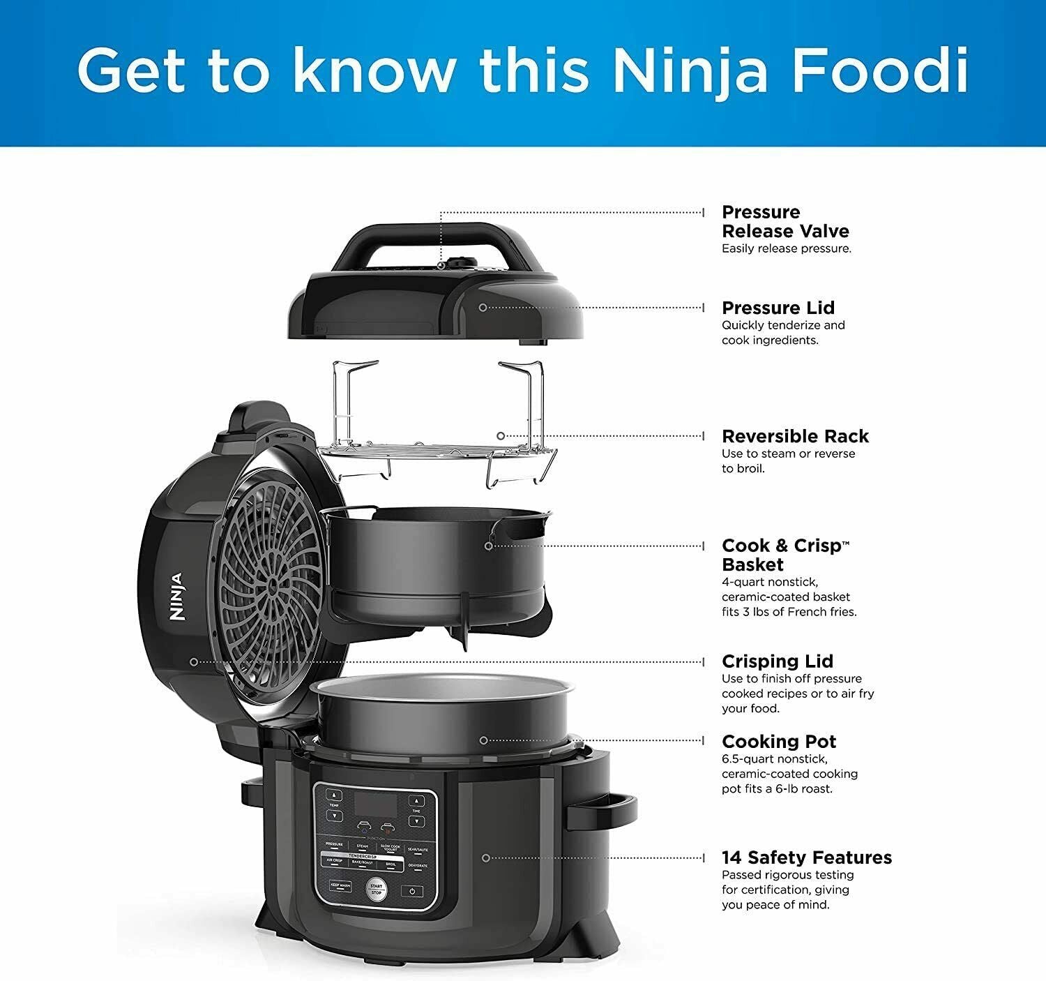 6.5 Quart 9-in-1 Pressure Cooker and Air Fryer X312695
