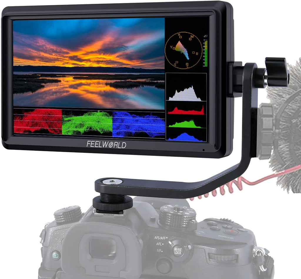 5.5 Inch 4k HDMI Camera Field Monitor with Sunshade and Tilt Arm Mount Z643