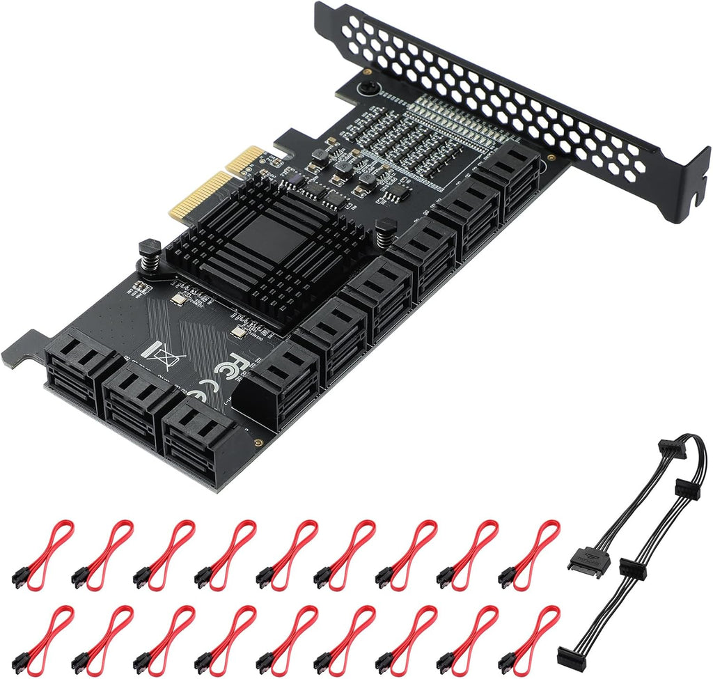PCIe 6 SATA 4X Card with 6 SATA Cables and Low Profile Bracket E128269