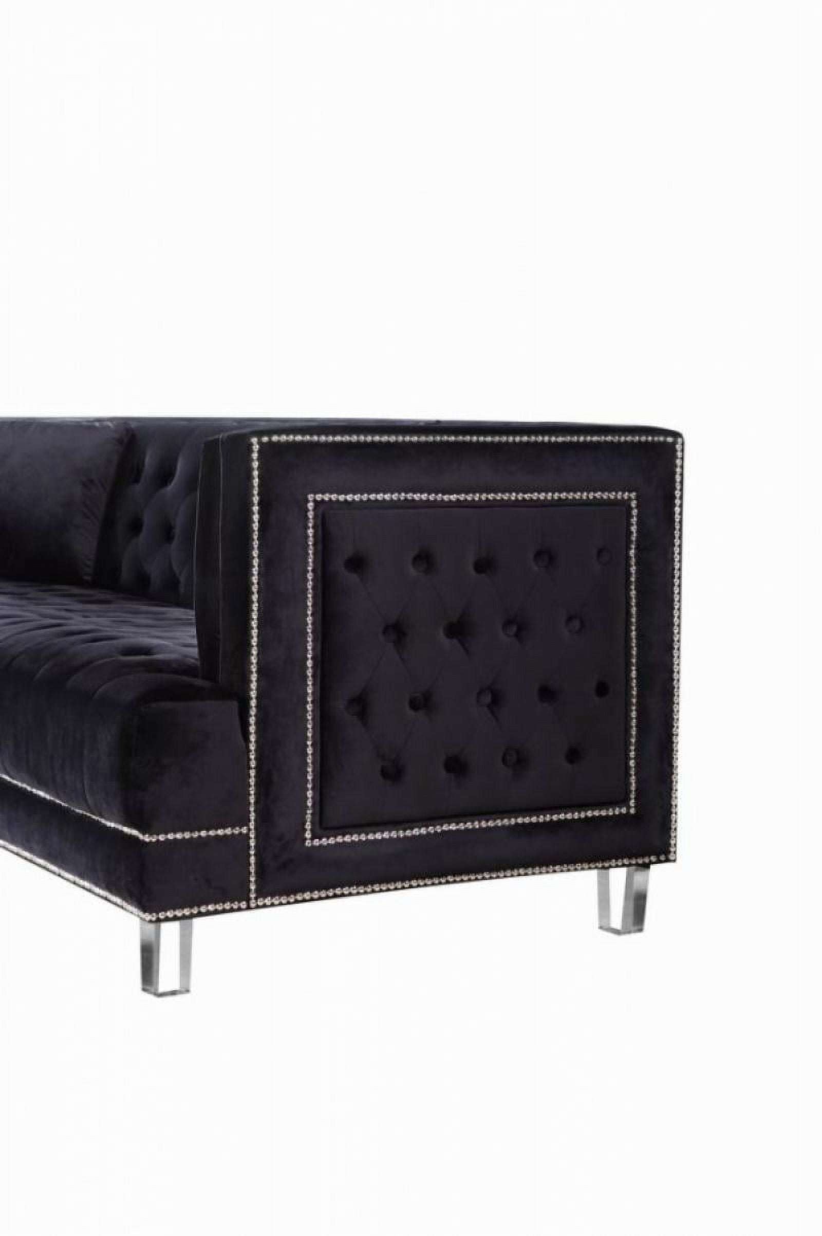 Black Velvet Fabric Acrylic Legs Set 3 Pcs X83278