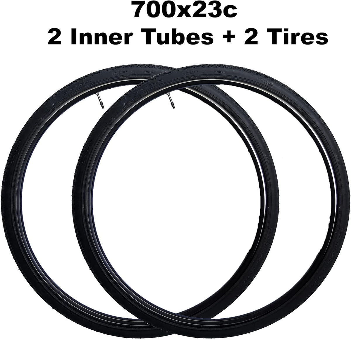 (2 Set) 28 Inches 700x23c Replacement Road Bike Tires and Inner Tubes with 48mm Reinforced Brass Presta Valves and 2 Tire Levers C693