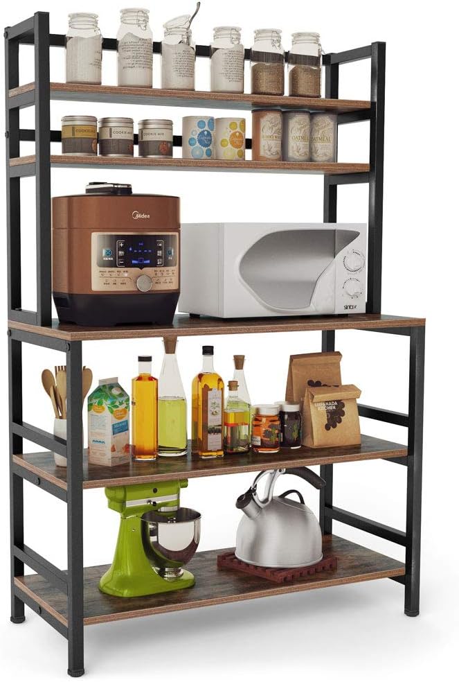 5-Tier Rustic Brown Kitchen Bakers Rack P8137