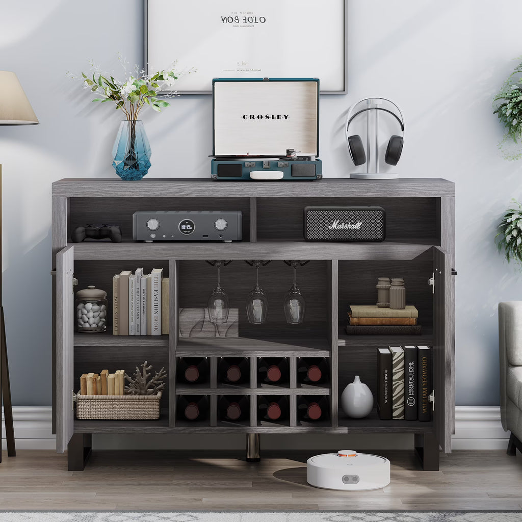 Dark Rustic Oak Sideboard Buffet Cabinet with Storage C668671