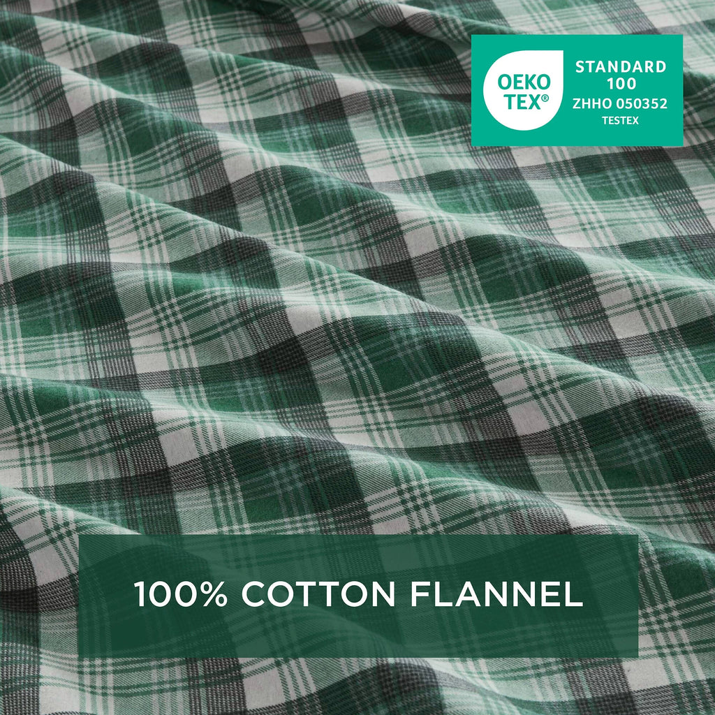 Green Plaid 4 PCS Cal King Sheet Set W674502