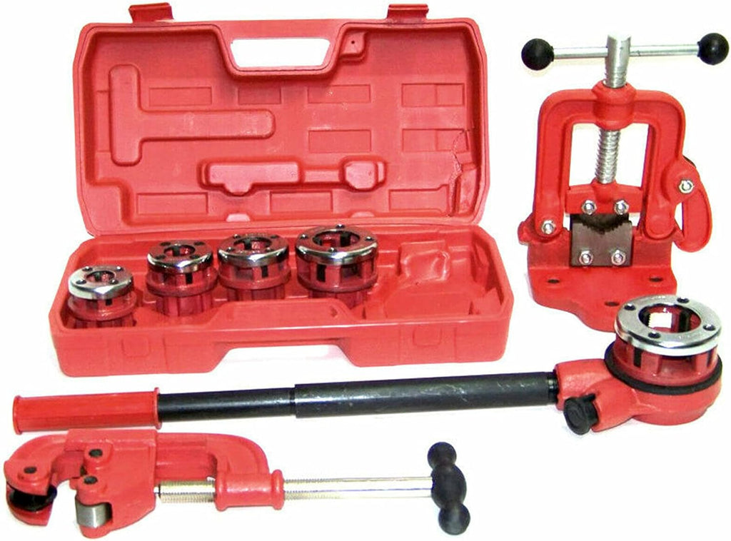 Ratchet Pipe Threader Kit Set, 3/8", 1/2", 3/4", 1", 1-1/4", Manual Ratcheting Pipe Threading Tool Set (5 Size) X86852