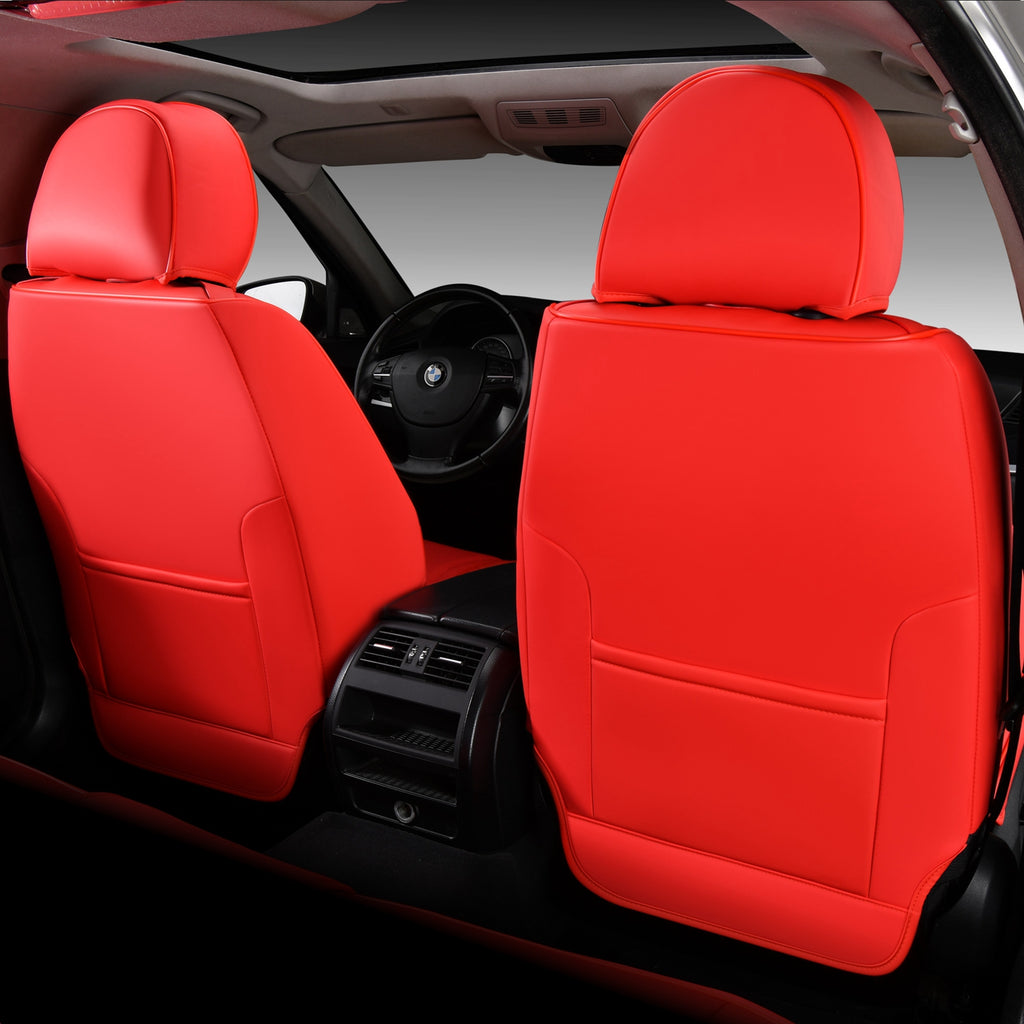 Red 2PCS Front Leather Waterproof Car Seat Covers N465