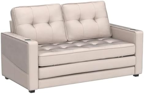 Full Size Futon Sofa Bed Chenille Loveseat Sofa Sleeper Pull Out Couch Q50479