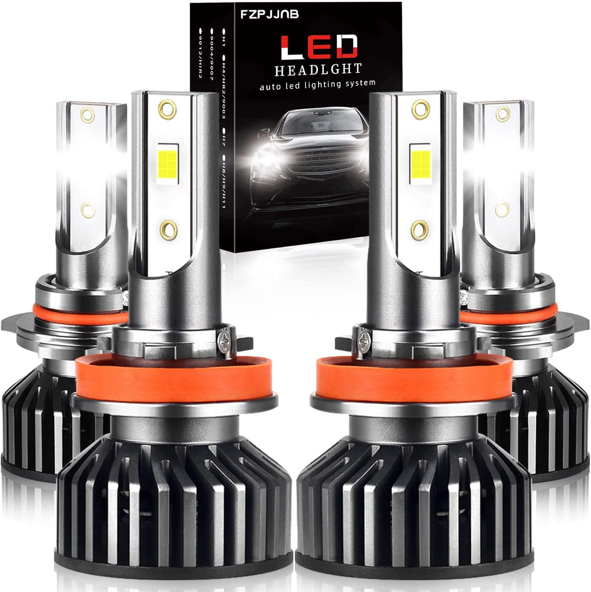 9005 High Beam + 9006 Low Beam LED Headlight Bulbs, 6000K Cool White, Pack of 4 M4232