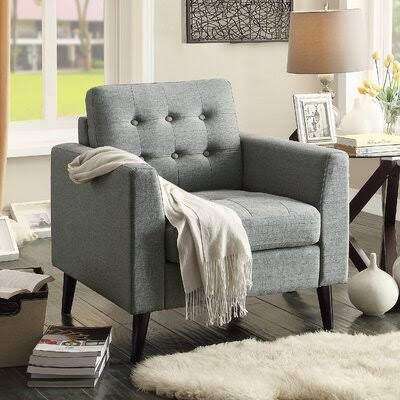 Gray Linen Tufted Armchair B768740