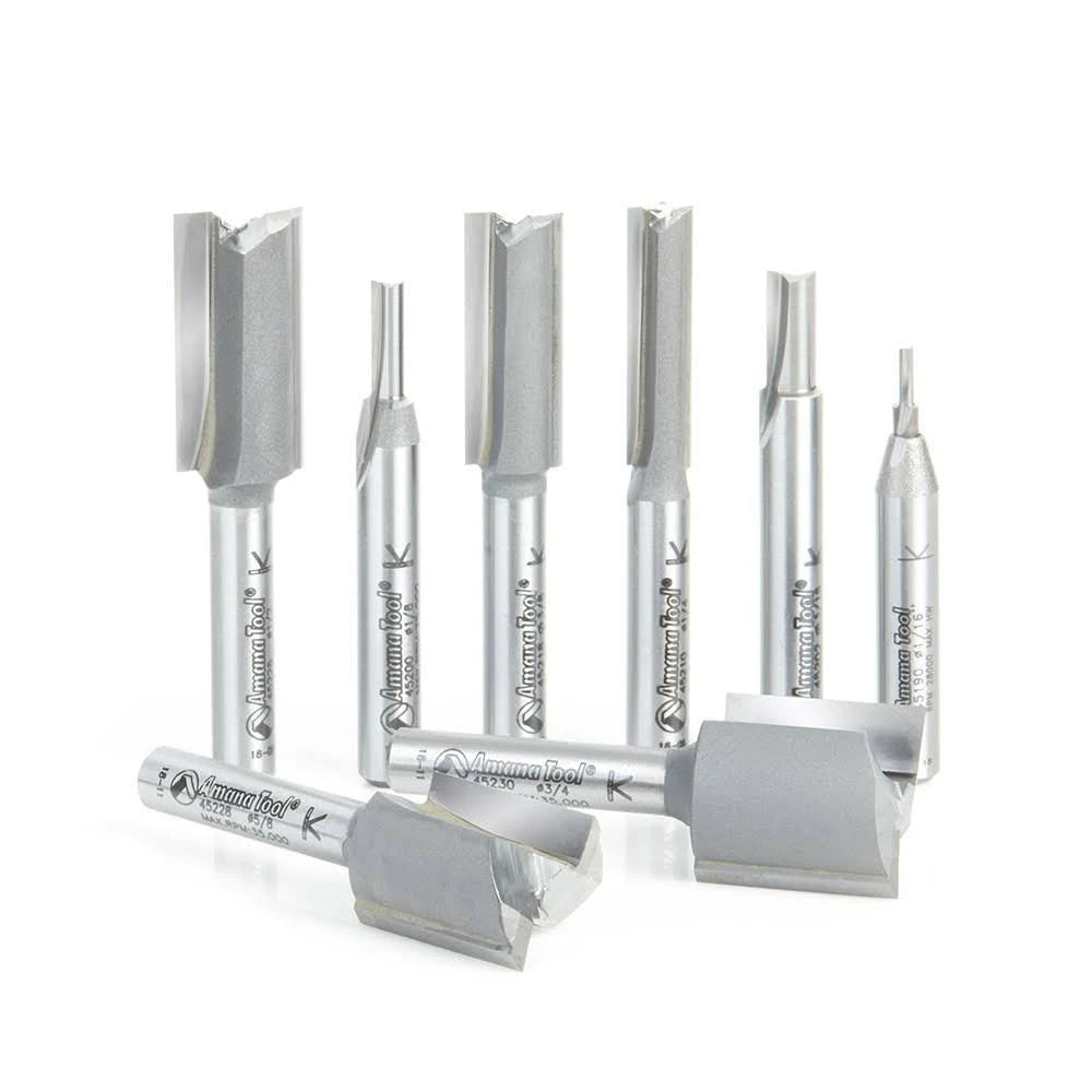 8-Pc Carbide Tipped Straight Plunge 1/4 inch Shank Y226