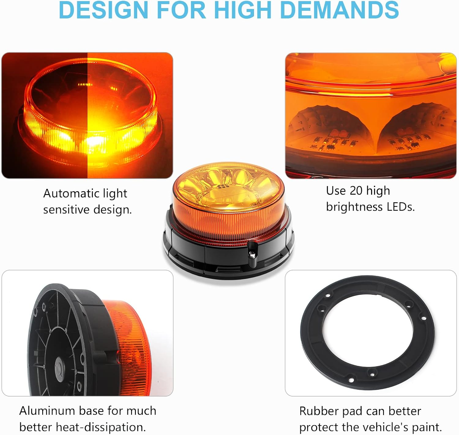 Class II LED Beacon Light 6.6", 80W Automatic Warning Lights, Pack of 2 Z949