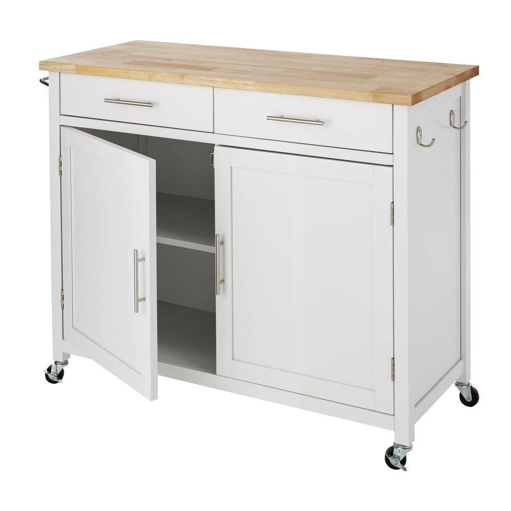 White Kitchen Cart with 2 Drawers N1361