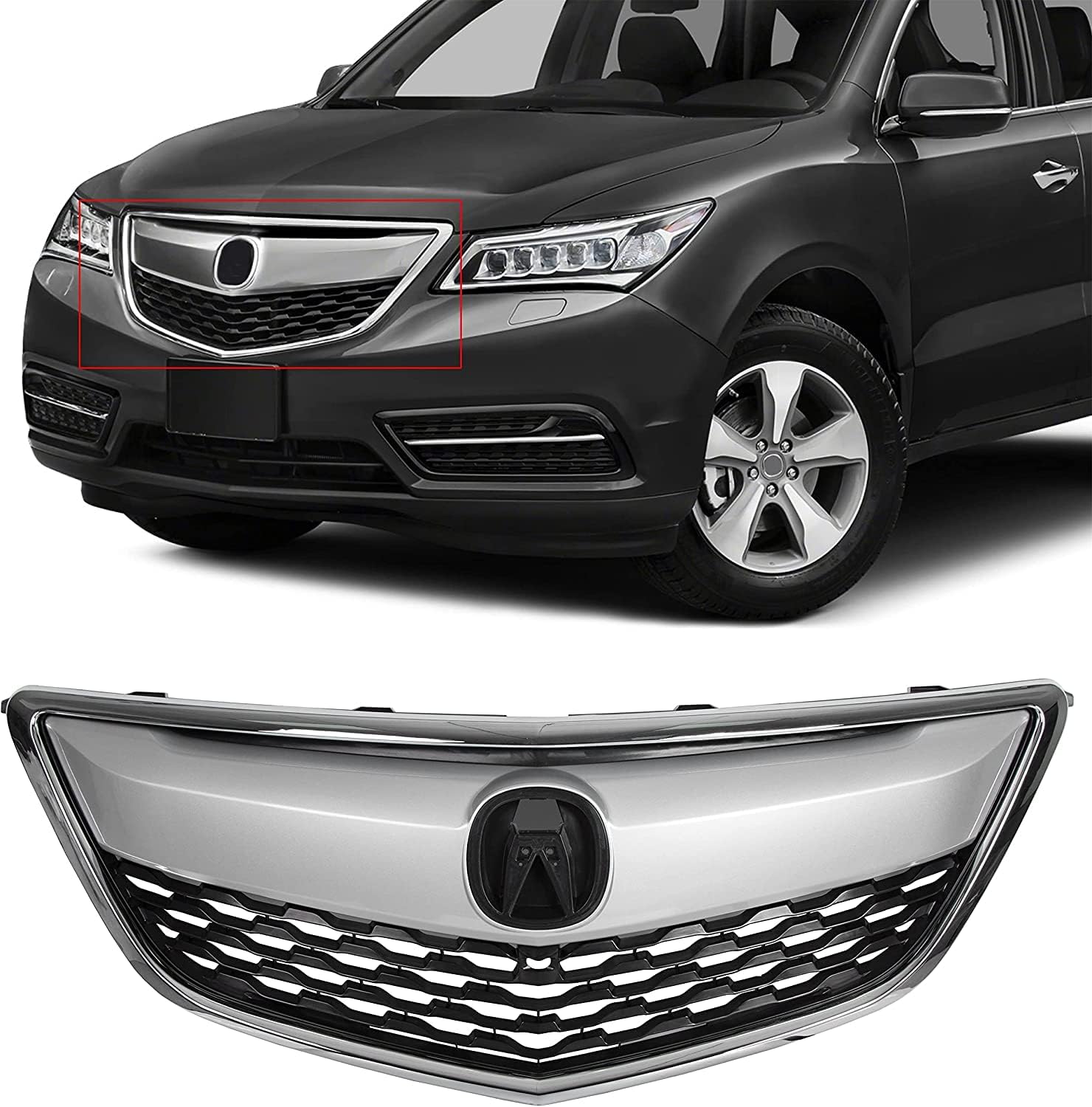 Silver Black Front Grille Cover S571385