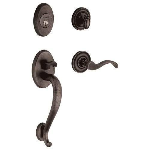 Satin Nickel Double Cylinder Handleset with Wave Lever N672617