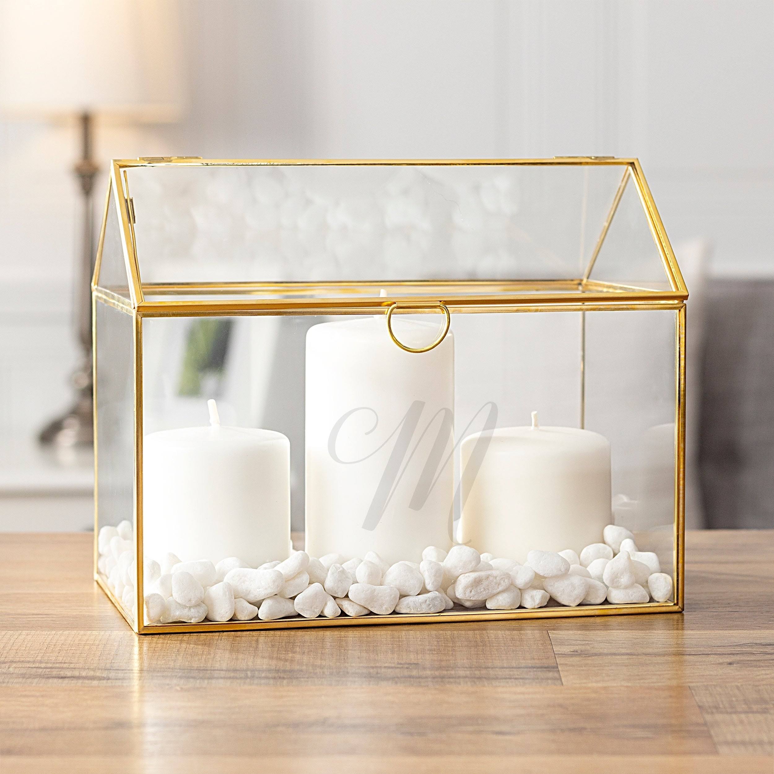 Gold Wedding Glass Terrarium Card Holder O287679