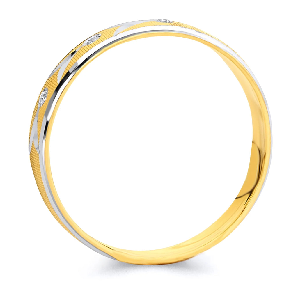 14k Two Tone White and Yellow Gold CZ Engagement Ring and Wedding Band Bridal Set N2674