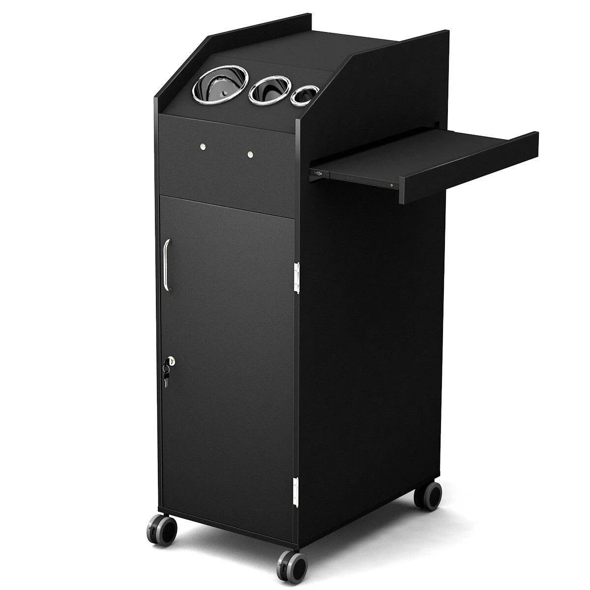Black Salon Trolley Cart with 4 Storage Trays Z6737