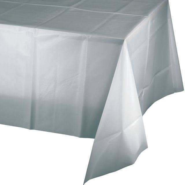 Shimmering Silver Solid Tissue/Poly Tablecover 54 x 108 (Case of 24) N6439