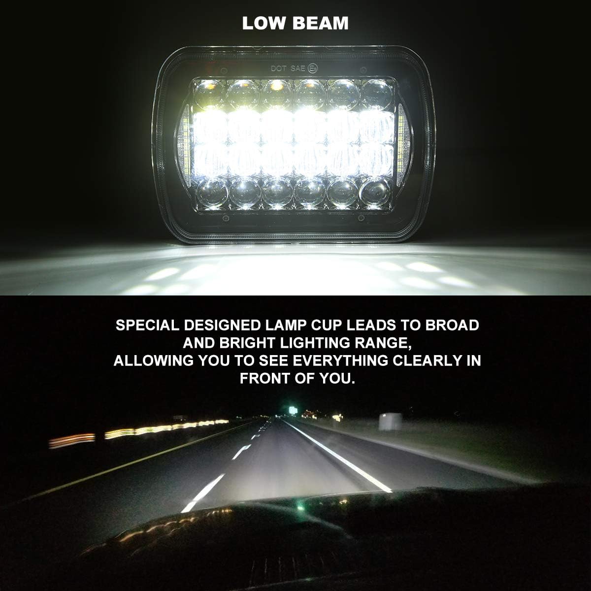 Black 5x7 inch LED Headlights Pack of 2 K867708