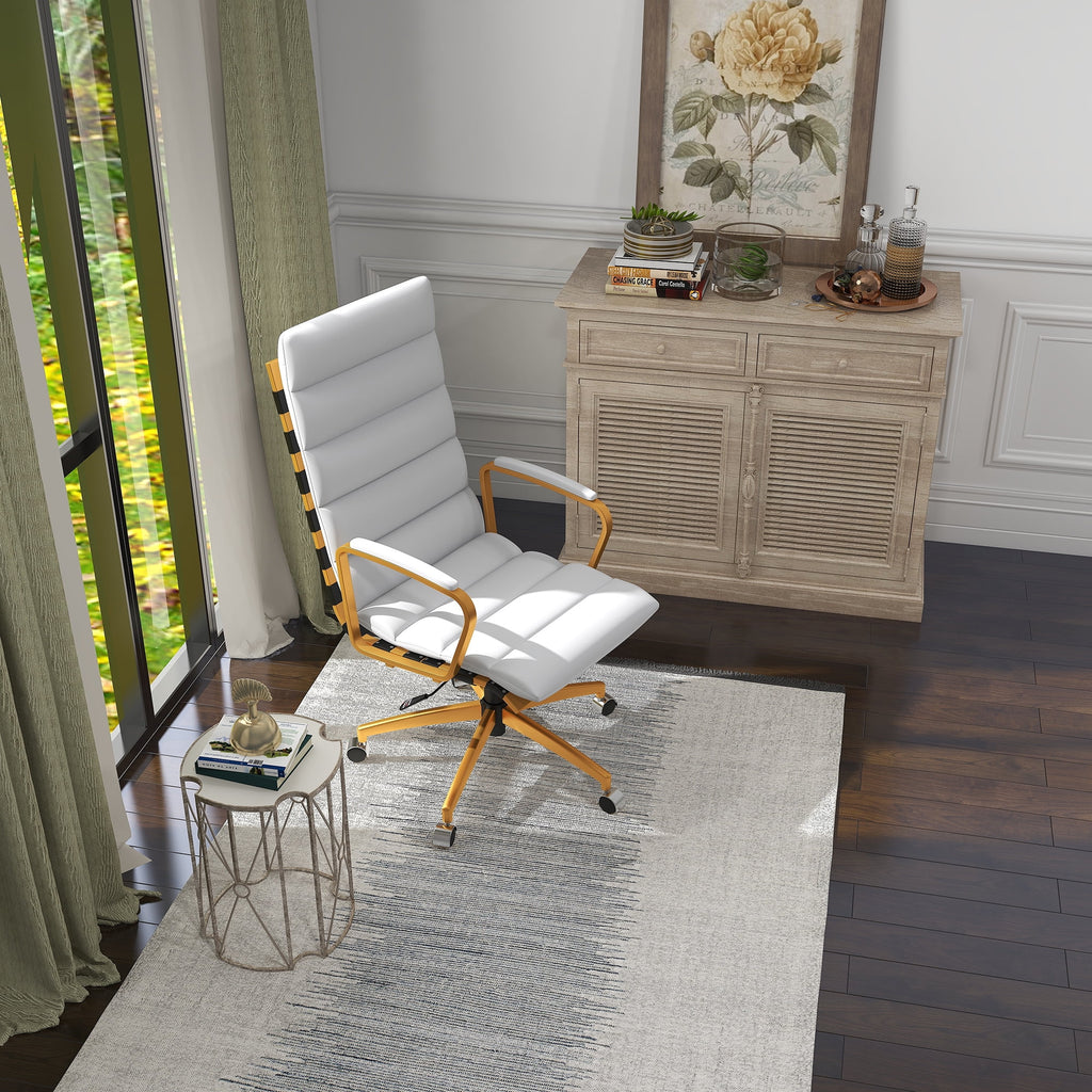 High Back Executive Office Chair with Armrest Adjustable Swivel Chair in Vegan Leather Z654542
