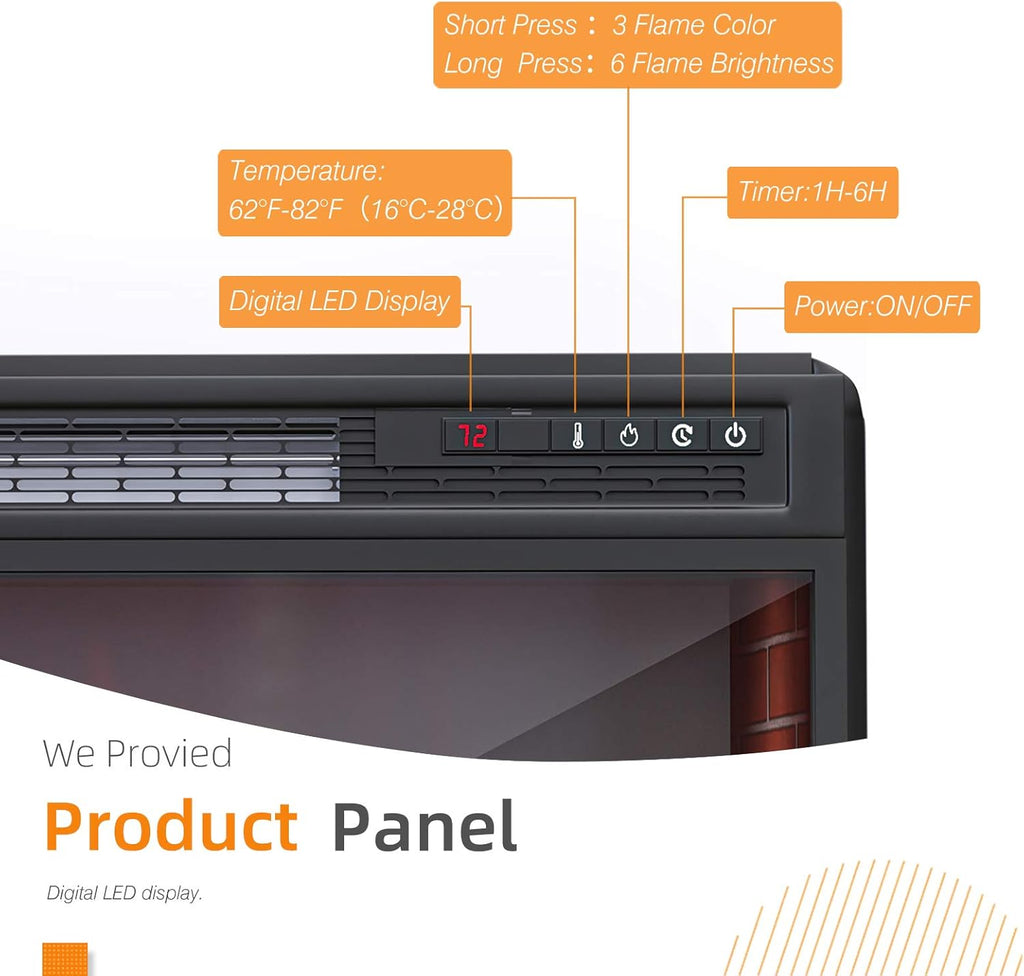 Electric Fireplace Insert with Remote Control 500W/1500W F7343