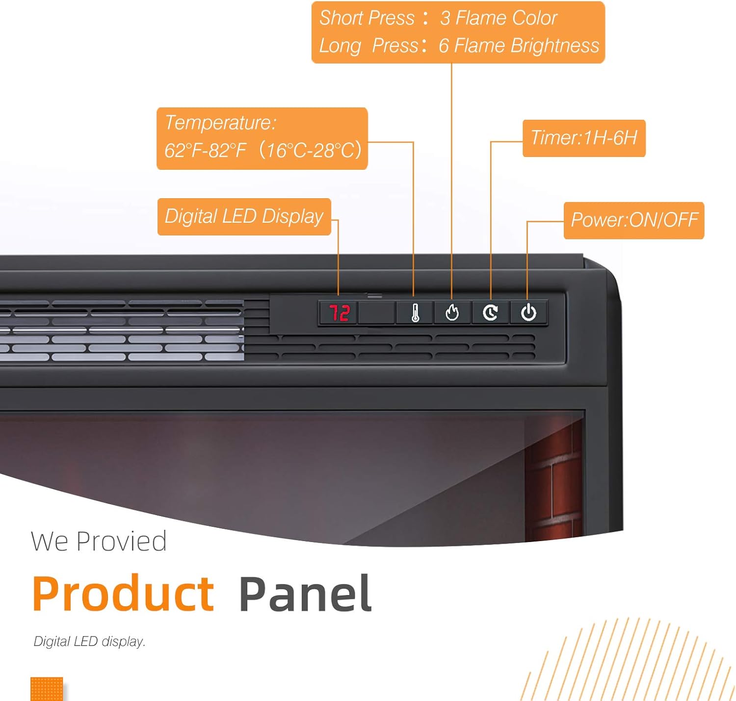 Electric Fireplace Insert with Remote Control 500W/1500W F7343