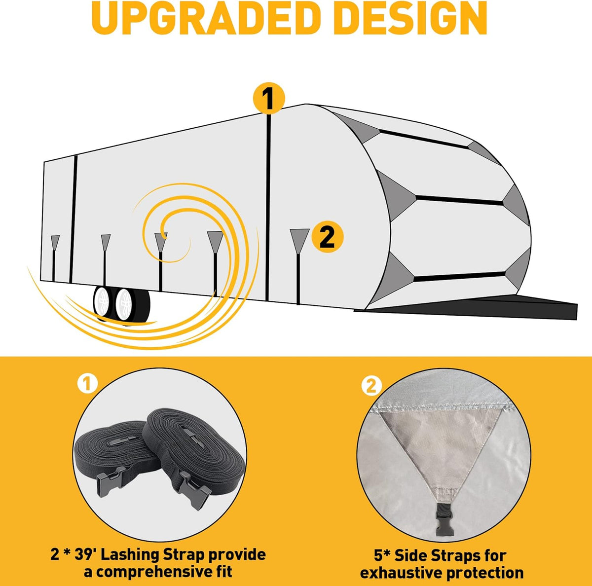 RV Trailer Cover 300D Waterproof Windproof Anti-UV for 24'-27' RV with Jack Cover A131011