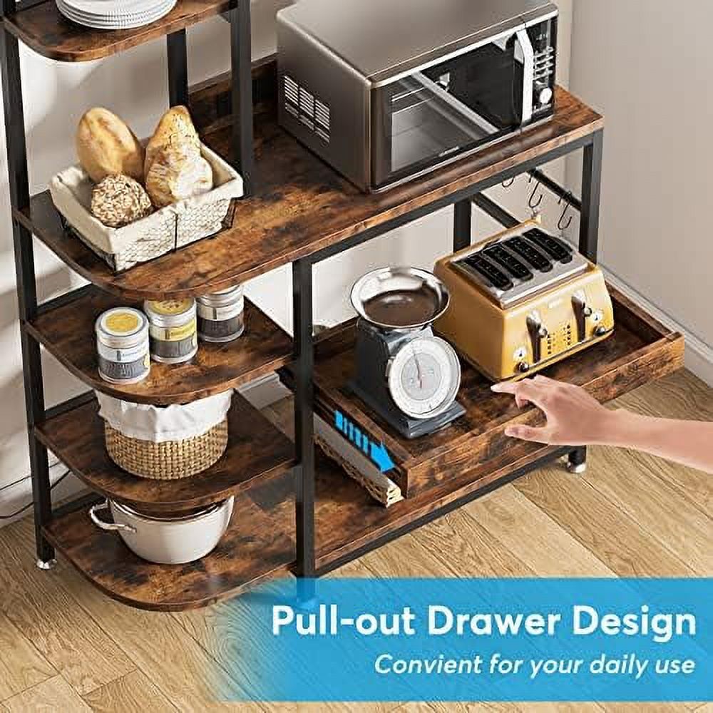 10-Tier Microwave Oven Stand with Power Outlets and Pull-Out Drawer B5303