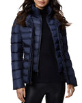 Blue Fitted Puffer Coat with Fox Fur Collar T621
