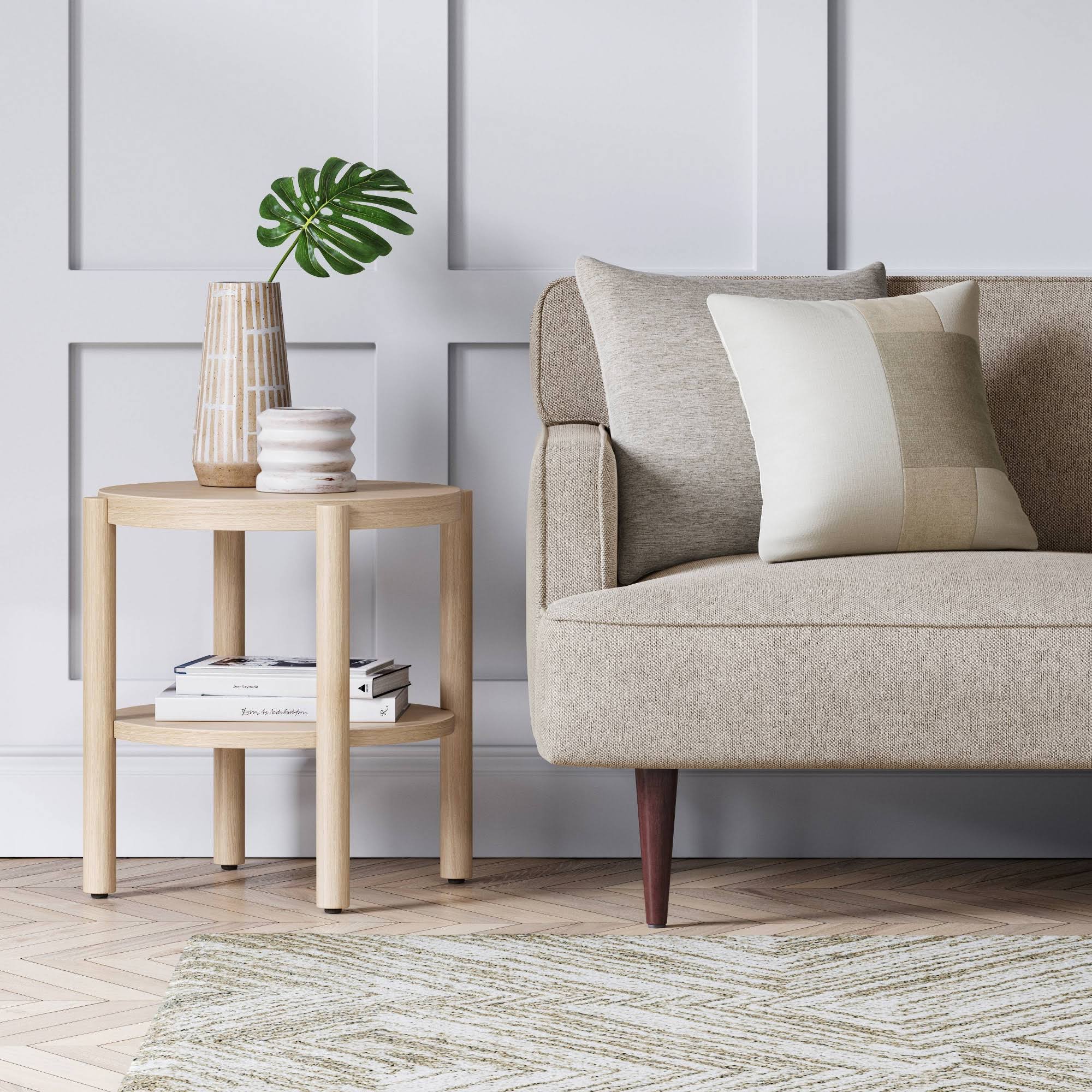Round Wood Accent Table Natural O491807