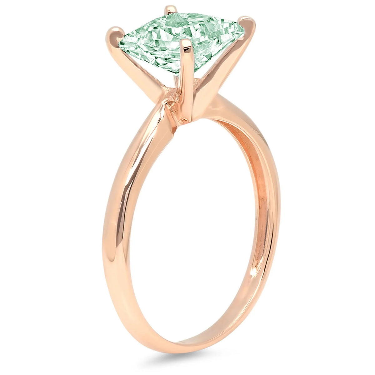 0.5ct Princess Cut Blue Moissanite 18k Rose Gold Ring Size 3.75 B16570